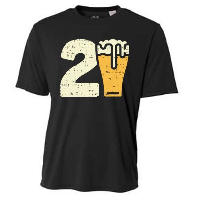 21 Beer 21st Birthday Bday Party Year Old Him Gift Cooling Performance Crew T-Shirt