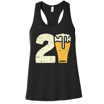 21 Beer 21st Birthday Bday Party Year Old Him Gift Women's Racerback Tank