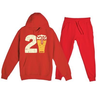 21 Beer 21st Birthday Bday Party Year Old Him Gift Premium Hooded Sweatsuit Set