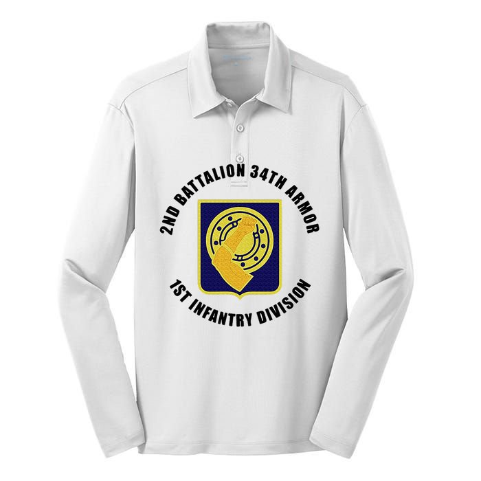 2nd Battalion 34th Armor 1st Infantry Division Veteran Silk Touch Performance Long Sleeve Polo