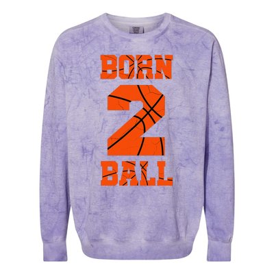 2nd Birthday Basketball Jersey Two 2 Year Old Boy Girl Colorblast Crewneck Sweatshirt