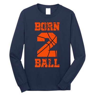 2nd Birthday Basketball Jersey Two 2 Year Old Boy Girl Long Sleeve Shirt