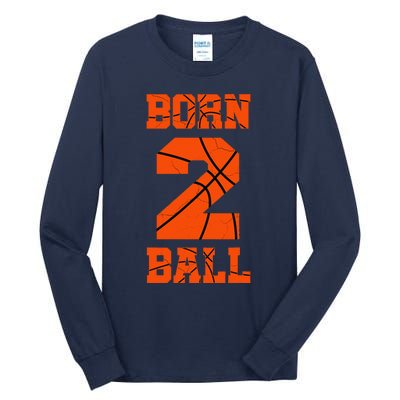 2nd Birthday Basketball Jersey Two 2 Year Old Boy Girl Tall Long Sleeve T-Shirt