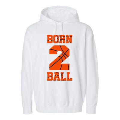 2nd Birthday Basketball Jersey Two 2 Year Old Boy Girl Garment-Dyed Fleece Hoodie