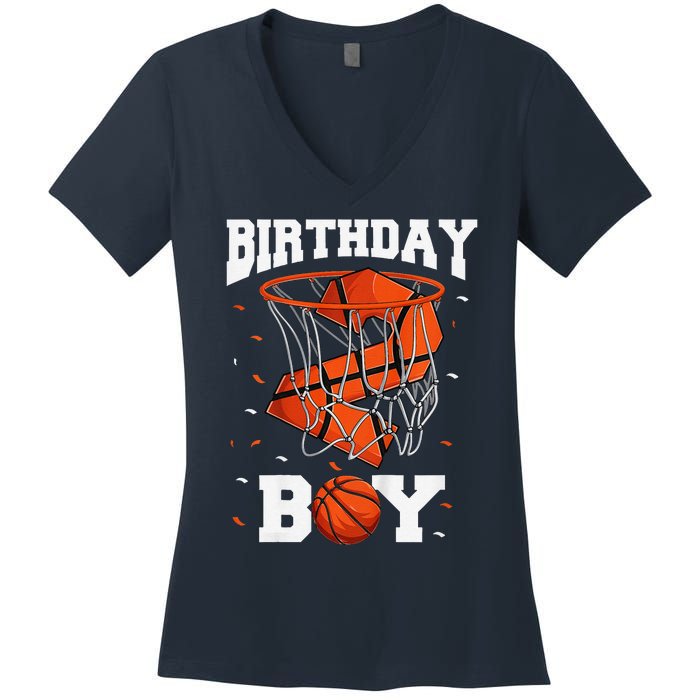 2nd Birthday Basketball 2 Year Old Women's V-Neck T-Shirt