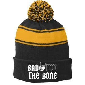 2nd Birthday Bad Two The Bone Party Stripe Pom Pom Beanie