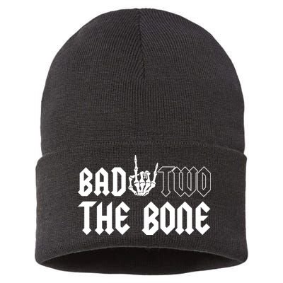 2nd Birthday Bad Two The Bone Party Sustainable Knit Beanie