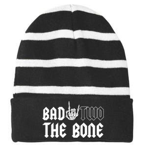 2nd Birthday Bad Two The Bone Party Striped Beanie with Solid Band