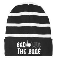 2nd Birthday Bad Two The Bone Party Striped Beanie with Solid Band