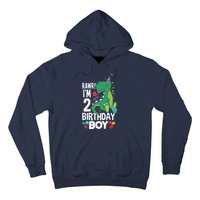  2nd Birthday Boy 2 Year Old Birthday Boy T Rex Dinosaur Hoodie