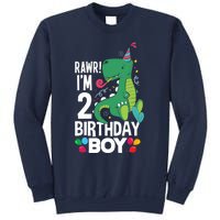  2nd Birthday Boy 2 Year Old Birthday Boy T Rex Dinosaur Sweatshirt