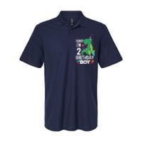  2nd Birthday Boy 2 Year Old Birthday Boy T Rex Dinosaur Softstyle Adult Sport Polo