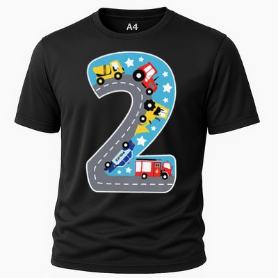 2nd Birthday Car Carpet 2 Year Old Car Gift Cooling Performance Crew T-Shirt