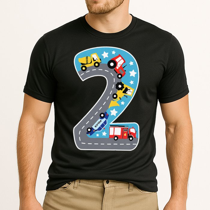 2nd Birthday Car Carpet 2 Year Old Car Gift Cooling Performance Crew T-Shirt