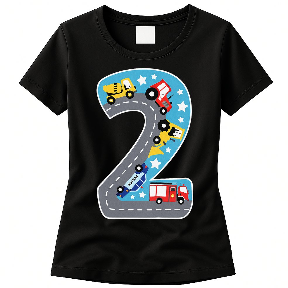 2nd Birthday Car Carpet 2 Year Old Car Gift Womens T-Shirt