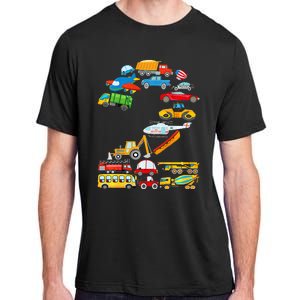 2nd Birthday Cars Vehicles Fire Truck Airplane Adult ChromaSoft Performance T-Shirt