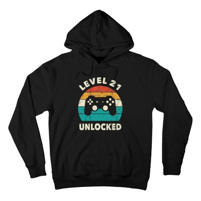 21st Birthday Decoration Gift Level 21 Unlocked Video Gamer Hoodie