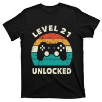 21st Birthday Decoration Gift Level 21 Unlocked Video Gamer T-Shirt