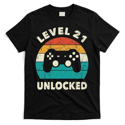 21st Birthday Decoration Gift Level 21 Unlocked Video Gamer T-Shirt