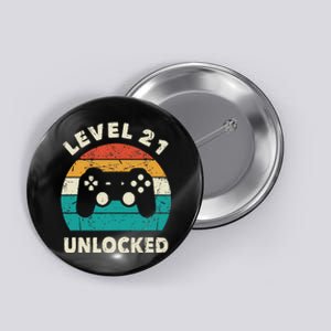 21st Birthday Decoration Gift Level 21 Unlocked Video Gamer Button