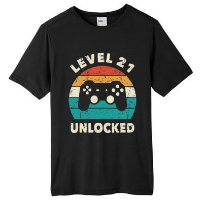 21st Birthday Decoration Gift Level 21 Unlocked Video Gamer Tall Fusion ChromaSoft Performance T-Shirt