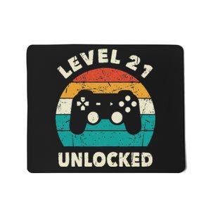 21st Birthday Decoration Gift Level 21 Unlocked Video Gamer Mousepad