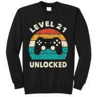 21st Birthday Decoration Gift Level 21 Unlocked Video Gamer Tall Sweatshirt