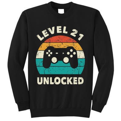 21st Birthday Decoration Gift Level 21 Unlocked Video Gamer Tall Sweatshirt