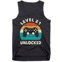 21st Birthday Decoration Gift Level 21 Unlocked Video Gamer Tank Top