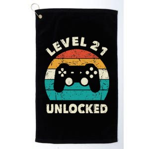 21st Birthday Decoration Gift Level 21 Unlocked Video Gamer Platinum Collection Golf Towel