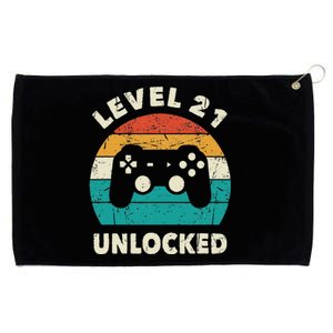 21st Birthday Decoration Gift Level 21 Unlocked Video Gamer Grommeted Golf Towel