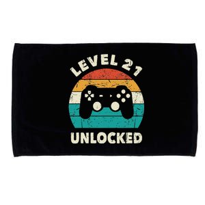 21st Birthday Decoration Gift Level 21 Unlocked Video Gamer Microfiber Hand Towel