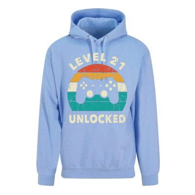 21st Birthday Decoration Gift Level 21 Unlocked Video Gamer Unisex Surf Hoodie