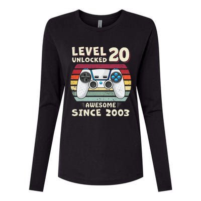 20 Birthday Decorations Gamer Video 2003 20th Birthday Womens Cotton Relaxed Long Sleeve T-Shirt