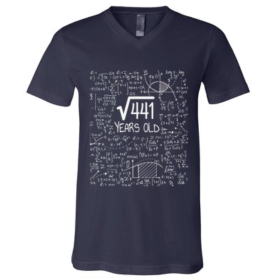 21st Birthday Design Square Root Of 441 21 Years Old V-Neck T-Shirt