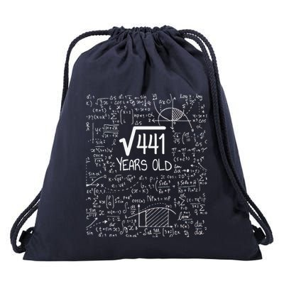 21st Birthday Design Square Root Of 441 21 Years Old Drawstring Bag