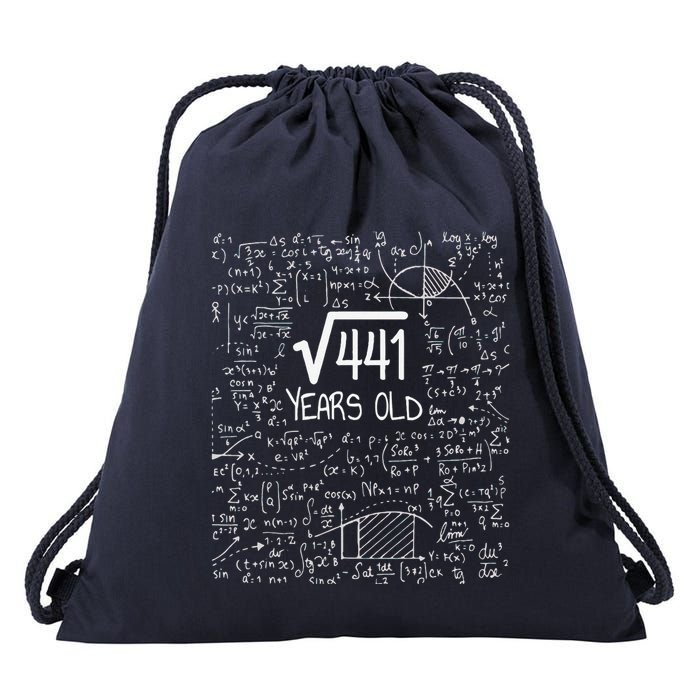 21st Birthday Design Square Root Of 441 21 Years Old Drawstring Bag