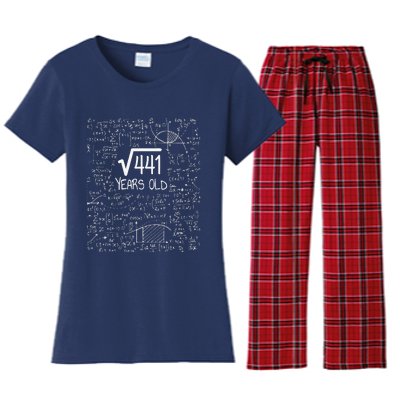 21st Birthday Design Square Root Of 441 21 Years Old Women's Flannel Pajama Set