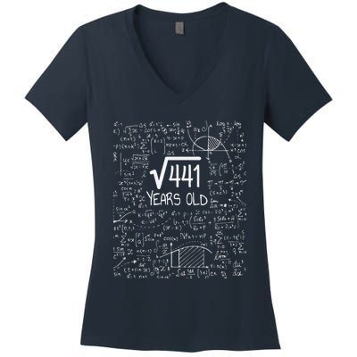 21st Birthday Design Square Root Of 441 21 Years Old Women's V-Neck T-Shirt