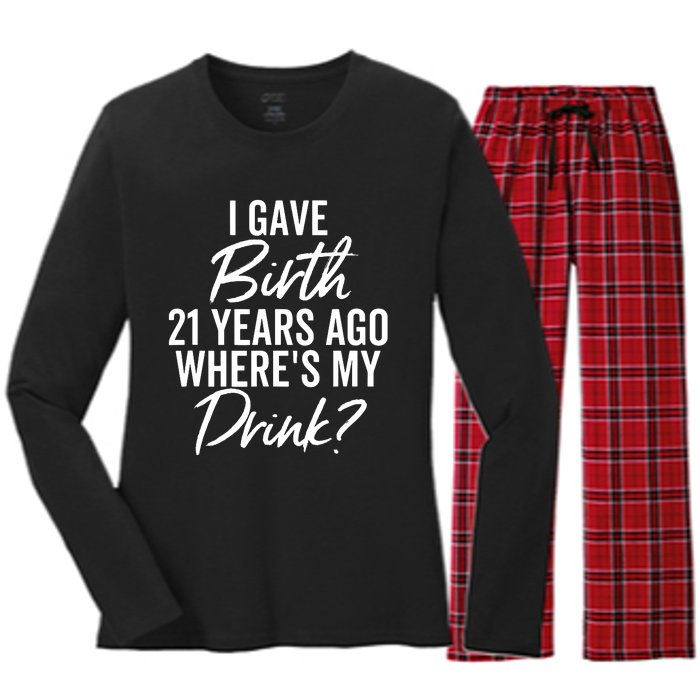 21st Birthday For Mom 21 Year Old Child Son Daughter Women's Long Sleeve Flannel Pajama Set 