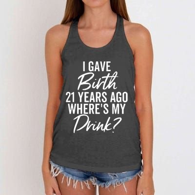 21st Birthday For Mom 21 Year Old Child Son Daughter Women's Knotted Racerback Tank