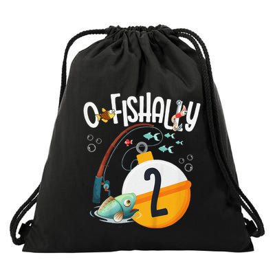 2nd Birthday Fishing Theme For And OFishally 2 Drawstring Bag