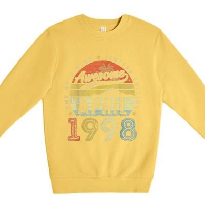 25th Birthday Gift Awesome Since April 1998 25 Year Old Premium Crewneck Sweatshirt