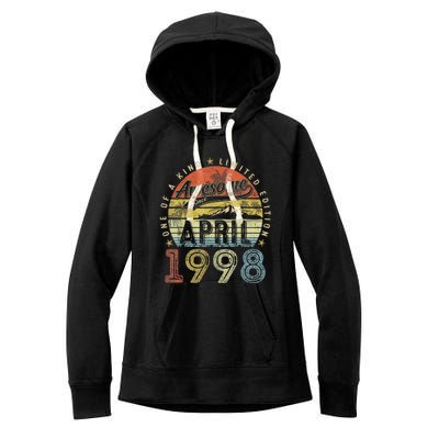 25th Birthday Gift Awesome Since April 1998 25 Year Old Women's Fleece Hoodie