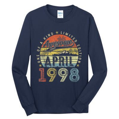 25th Birthday Gift Awesome Since April 1998 25 Year Old Tall Long Sleeve T-Shirt