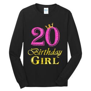 20th Birthday Girl Princess Shirt 20 Years Old 20th Birthday Tall Long Sleeve T-Shirt