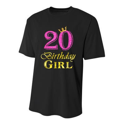 20th Birthday Girl Princess Shirt 20 Years Old 20th Birthday Youth Performance Sprint T-Shirt