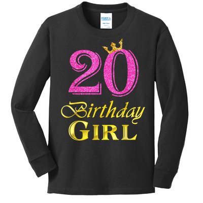 20th Birthday Girl Princess Shirt 20 Years Old 20th Birthday Kids Long Sleeve Shirt