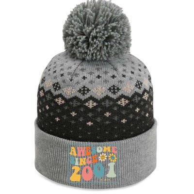 22st Birthday Gifts Awesome Since 2001 22 Years Old Groovy The Baniff Cuffed Pom Beanie