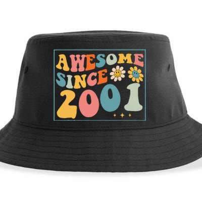 22st Birthday Gifts Awesome Since 2001 22 Years Old Groovy Sustainable Bucket Hat